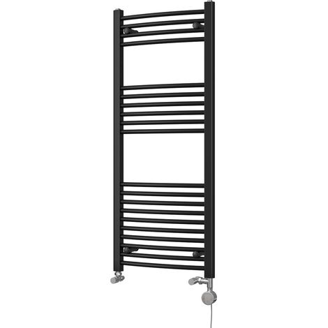 Zennor - Black Dual Fuel Towel Rail H1200mm x W500mm Thermostatic - Curved (1/3)