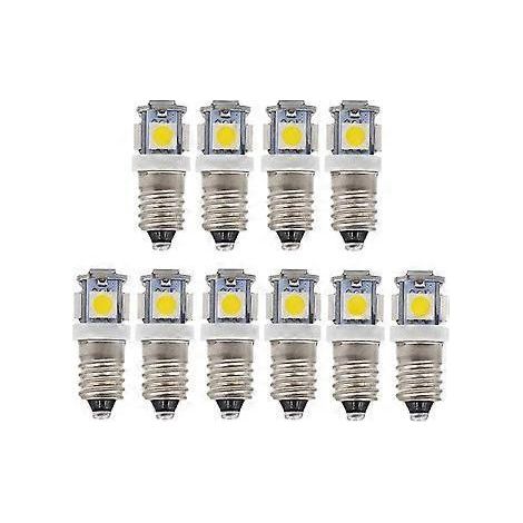 Lot de 10 ampoules LED E10 9V blanc froid 5SMD 5W (blanc froid, 9V) (1/5)