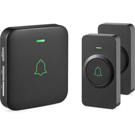 Sonnette sans Fil extérieur étanche, Sonnette sans Fil étanche kit portée 400 m avec récepteur enfichable, IP55 Eau et poussière, 52 mélodies aux 5 Niveaux de Volume et indicateur LED, CB-21