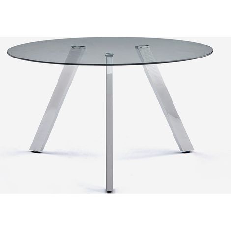 Tavolo design moderno in vetro rotondo 130cm con gambe in metallo Orun