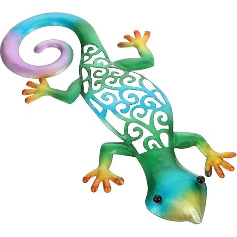 MOBUTOFU Décoration Murale Gecko en Fer Peint, Pendentif Suspendu pour Maison et Couloirs, Matériau Design Unique et Délicat, Ornement Mural Coloré (1/5)