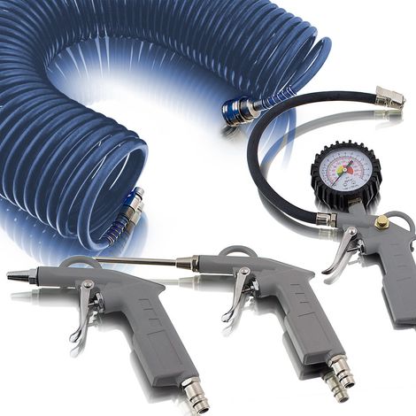 Bituxx® 4 tlg. Druckluft Zubehör Set für Kompressor Schlauch Reifendruck Ausblaspistolen (1/5)