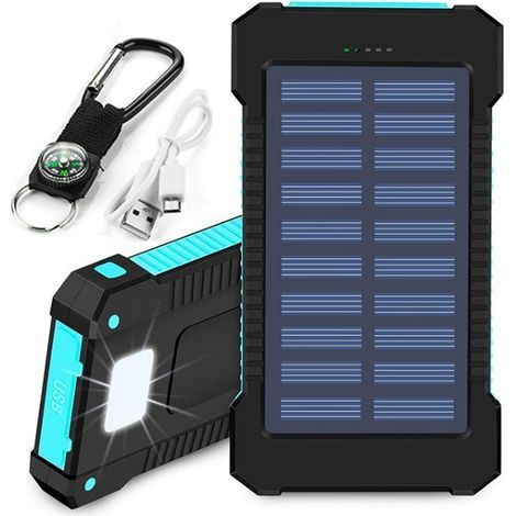 Banque d'alimentation extérieure, charge solaire, chargeur de batterie externe pour iPhone/iPad et autres appareils intelligents (1/4)