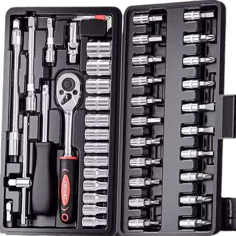 Kit Outils Réparation Vélo, Ensemble Complet avec Douilles et Accessoires pour Entretien Cyclisme à Domicile, 46 pièces (1/5)