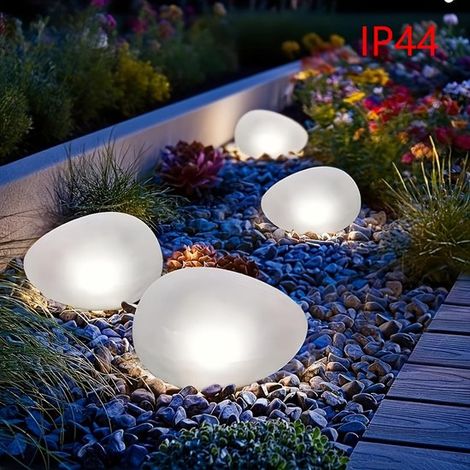 Solar-Gartenleuchten in Steinoptik – 2 Stück – 10 cm – Weißes Licht (1/5)