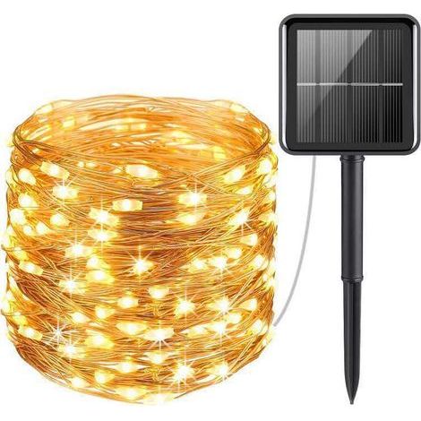 Guirlande lumineuse solaire, 10 m, 100 LED, 8 modes, protection IP65, adaptée aux sapins de Noël, jardins, balcons, décorations (1/5)