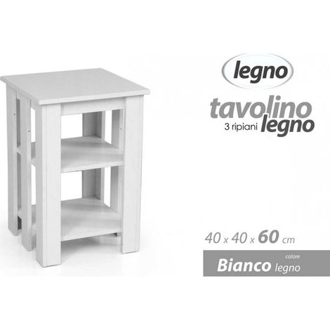Table basse d'entrée carrée blanche cm 40 x 40 x 60 h