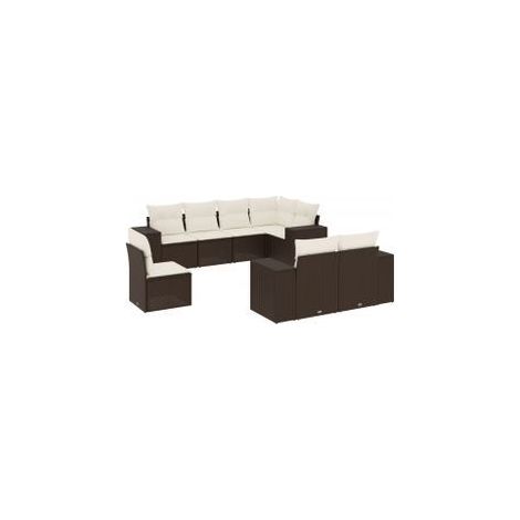 Salon de jardin 8 pcs avec coussins marron résine tressée (1/3)