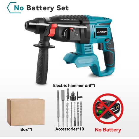 Marteau perforateur 26mm SDS-Plus Brushless compatible Makita 18V – pack 10 accessoires inclus sans batterie, emballage carton (1/5)