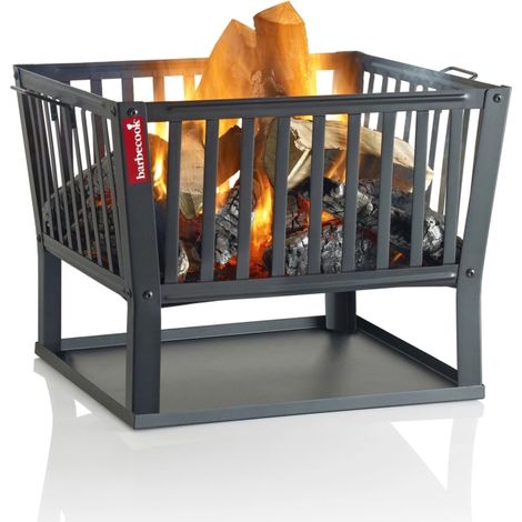 braciere per legna barbecook "classic squadra" in acciaio nero, 62x62 cm (1/5)