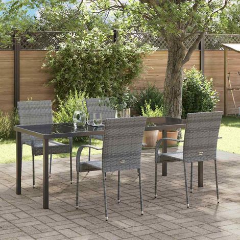 Garten Essgruppe 5 pcs Grau Pulverbeschichteter Stahl