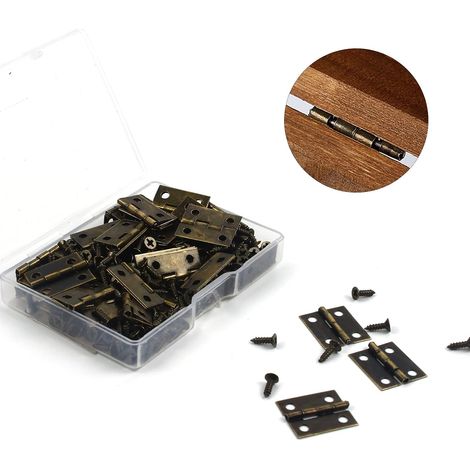 50 Pièces Charniere Miniature Inox Durable et Robuste Petites Charnières avec 200 Vis pour Boîte Coffre à Bijoux Cabinet Tiroirs Pianos 18 15MM (1/5)