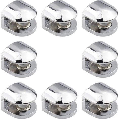 8 Pcs Pince à Verre Pince Support en Alliage de Zinc Fixations Réglable Support pour Tablettes en Verre de 6-8 mm d'épaisseur