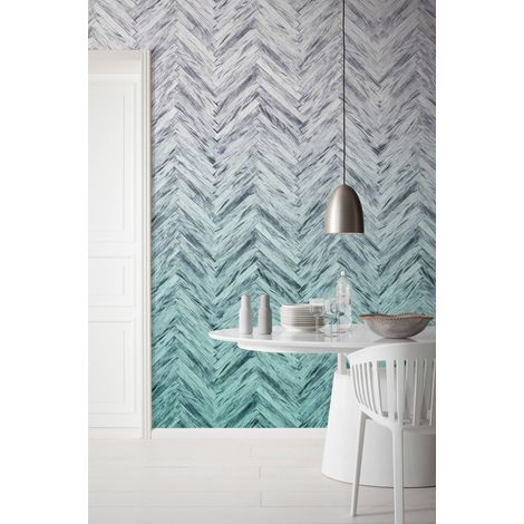 Papier peint panoramique classique,modern,vintage & retro Herringbone Menthe (1/4)