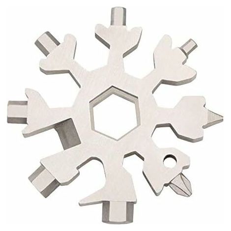 18-en-1 Outil Flocon Neige Multifonction, Portatif Porte-Clés Tournevis Ouvre Bouteille en Acier Inoxydable Outil Flocon de Neige pour les Voyages Quotidiens Camping Adventure Daily Tools Triomphe (Ar (1/5)