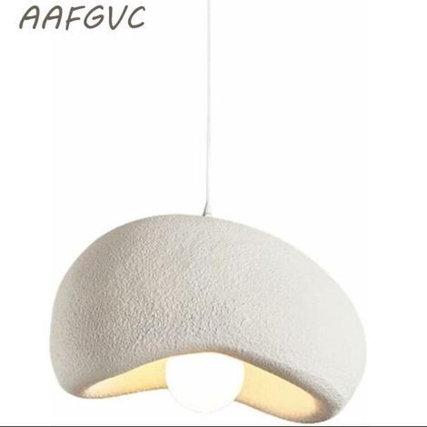 Suspension Moderne pour Salle à Manger Cuisine Îlot Lumière Couloir Restaurant Lampe Suspendue E26 Base Japonais Wabi-Sabi Style Nid D'oiseau Forme Luminaire(30cm, Blanc)
