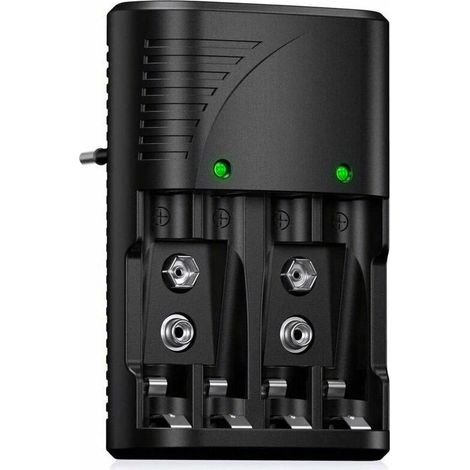 Chargeur de Piles Universel pour AA/AAA/9V, Chargeur Rapide 6802 pour Piles Rechargeables NI-MH AA/AAA ou 9V, avec Indicateur LED, Tension Mondiale.-LARGEIGHT (1/5)