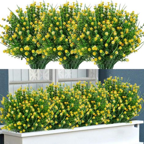 Fleurs Artificielles Extérieur - Gypsophile Faux - Résistant UV - Sans Décoloration - Pour Jardin Patio Balcon Boîte à Fenêtre Mariage - 12 Bouquets (1/5)