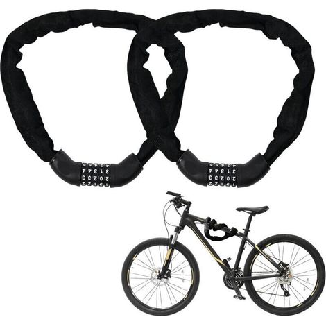 CSPARKV Lot de 2 cadenas à combinaison pour vélo - 90 cm - Haute sécurité - Avec 5 codes numériques - Chaîne antivol pour vélo, moto, scooter - Noir (1/5)