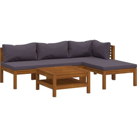 Salon de jardin 5 pcs Contemporain, Ensemble repas de jardin, avec coussin Bois d'acacia solide OIB8351E (1/5)