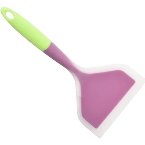Cucchiaio in silicone, verde e viola, robusto e flessibile (1/4)