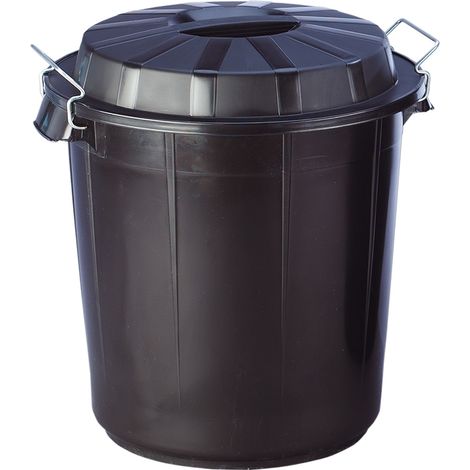 Bidone industriale plastica nero con coperchio 50 L