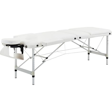Lettino da Massaggio Fisioterapia Pieghevole 215x60x61-84 cm in Alluminio Bianco (1/5)
