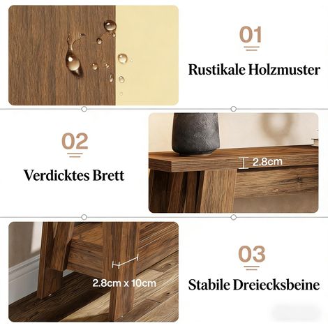 Table console rustique,table d’entrée à 2 niveaux,table canapé étroite