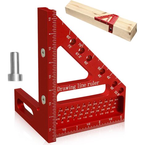 3D-Mehrwinkel-Messlineal, Zimmermannswinkel, hochpräzises Holzbearbeitungs-Quadratwerkzeug, Layoutmessung, Anreißlineal, 22,5–90 Grad Aluminium-Winkelmesser