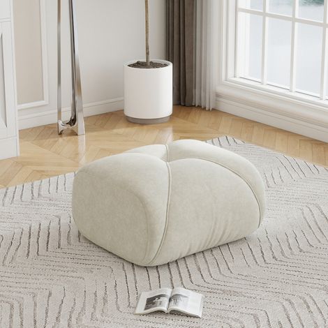 Pouf 78 x 76 x 45 cm hellbeige aus Chenille, gepolsterte Sitzgelegenheit, 1 Paket MEUBLIV (1/5)