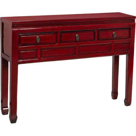 Recibidor de madera rojo 129x30x89h cm