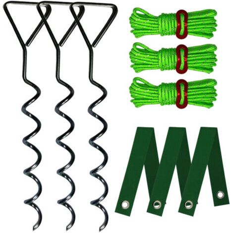 Ancrages au sol spiralés noirs, longueur 40 cm, lot de 3 kits de fixation spiralés robustes pour souches d'arbres (1/5)