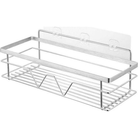 Etagère Douche Adhesive Serviteur de Douche sans Percage Acier Inoxydable Rangement Salle de Bain Panier avec Crochet pour Toilette (1/4)