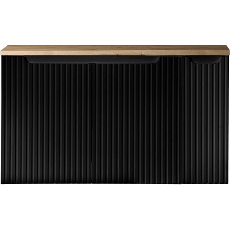 Waschtisch-Unterschrank 100cm, in schwarz mit Eiche, NEWPORT-56-BLACK (1/5)