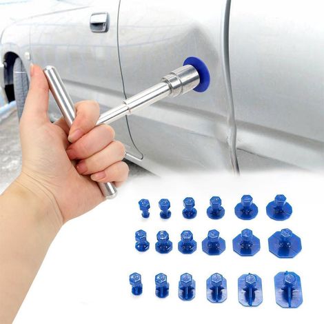 Outil Réparation de Debosselage,19pcs Kit Débosselage Ventouse,Kit Retrait Dent Enlèvement,Kit Debosselage Sans Peinture,Outils de Réparation Carrosserie,Kit Réparation Bosses Voiture (Style 2) (1/5)