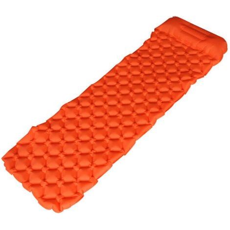 Tapis de couchage ultraléger avec oreiller intégré, tapis de camping gonflable pour la randonnée, le voyage et le sac à dos, tapis de camping compact et portable, orange (1/4)