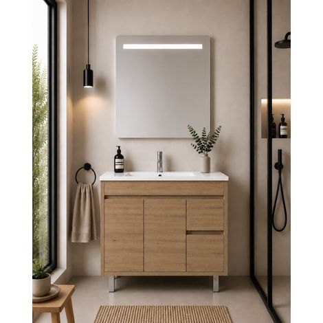 Mueble de baño con lavabo ORIGENBATH ISQUIA sin espejo 80x40 cm estepa