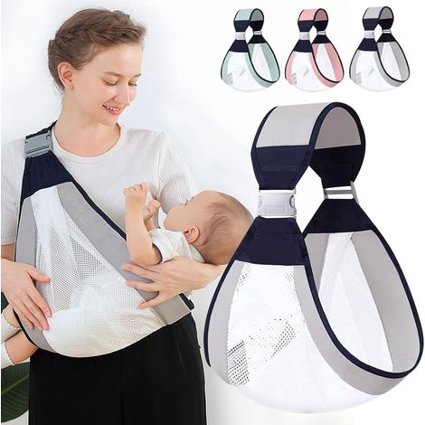 Écharpe de portage ajustable pour bébé semi enveloppante en tissu mesh respirant pour nouveau né et tout petit confortable (1/5)
