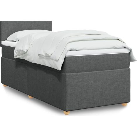 Boxspringbett mit Matratze Dunkelgrau 100x200 cm Stoff