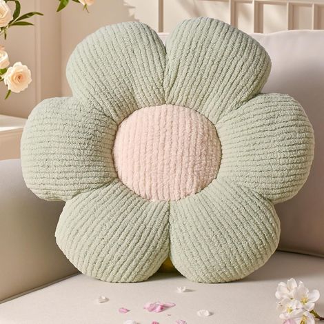 Coussin Fleur Vert, Coussins Canape Decoratif, Aesthetic Marguerite Coussin de Sol Decoration, Petit Coussins Decoratifs Lit Enfant, 50cm (1/5)