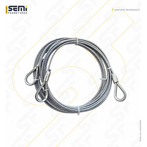 Paire de câbles métalliques en acier galvanisé Ø4 mm – 3,50 m – porte de garage sectionnelle