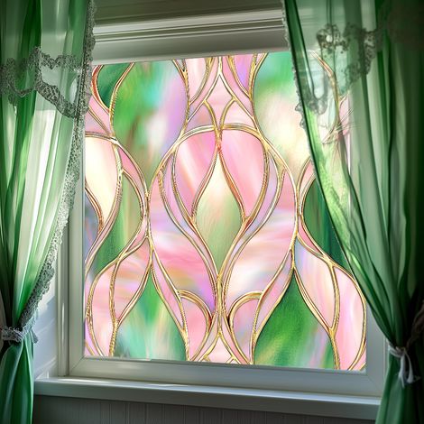 Film de confidentialité coloré pour vitres, 50×50cm, pour la décoration de fenêtres en verre, film à adsorption électrostatique. (1/5)