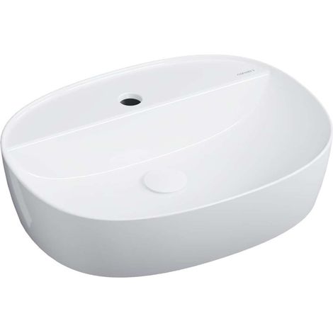 OMNIRES Atlanta - Lavabo para encimera 50x39 cm, sin rebosadero, con agujero para grifo, blanco ATLANTA505BP