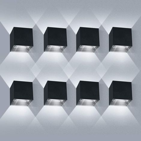 8 Pack Applique Murale LED 12W Etanche IP65 Réglable Applique Murale Exterieur Up Down Design 6000K Blanc (1/5)