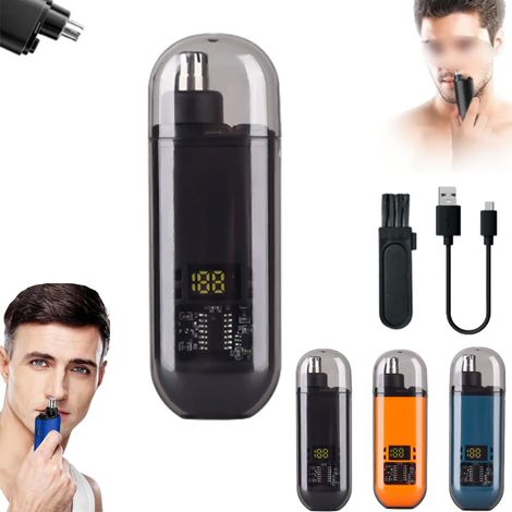 Tondeuse personnelle rechargeable 2 en 1, tondeuse nez et détails indolore avec tête détachable, format portable, confort optimal toute la journée, noire