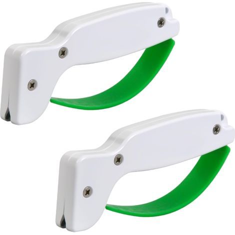 2 Pack Knife Sharpener Portable Knife Sharpener Kitchen Knife Sharpener Garden Sharpening Tools Manual Sharpening Tool for Pruning Hedge Garden Kitchen (White) (1/5)
