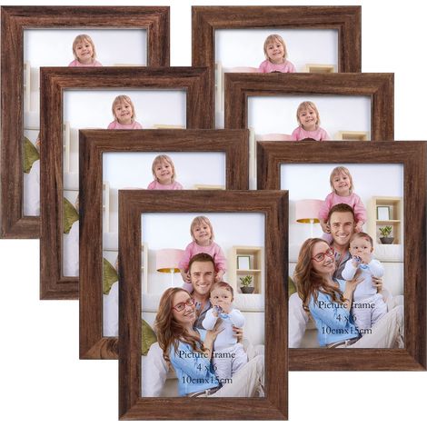Cadre Photo 10x15 cm Lot de 7, Cadre Photo Rustique Marron pour Chambre, Galerie, Maison, Bureau et Salon (1/5)