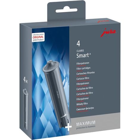 JURA Originale – CLARIS Smart+ cartuccia filtro con riconoscimento automatico del filtro – igiene certificata TÜV – confezione da 4 – 25066
