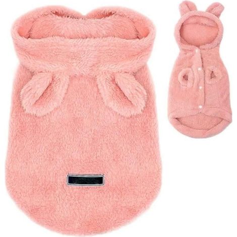 Vetement pour Chien - Mignon Pyjama Chaud pour Chihuahua - Rose - Fermeture Bouton - Capuche (1/4)