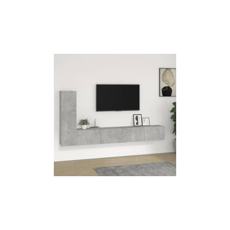 Ensemble de meubles TV 3 pcs Gris béton Bois d'ingénierie (1/5)